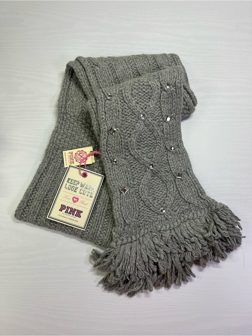 PINK by VS Gray Cozy Hand-knits Scarf